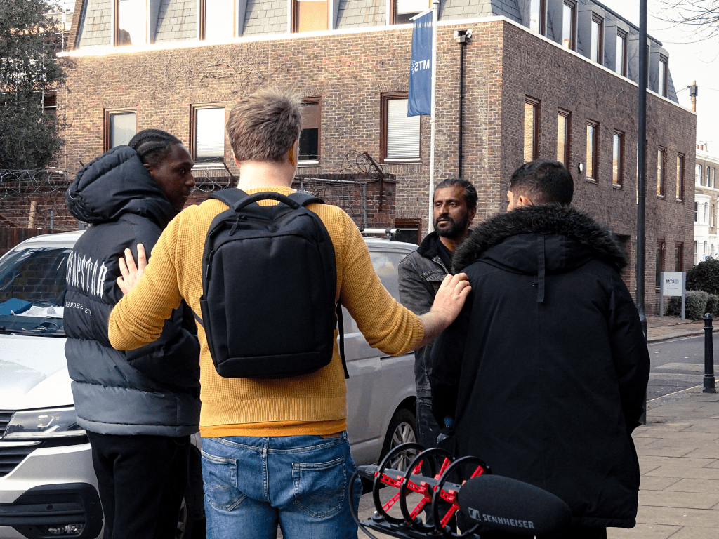 Director blocking a scene.