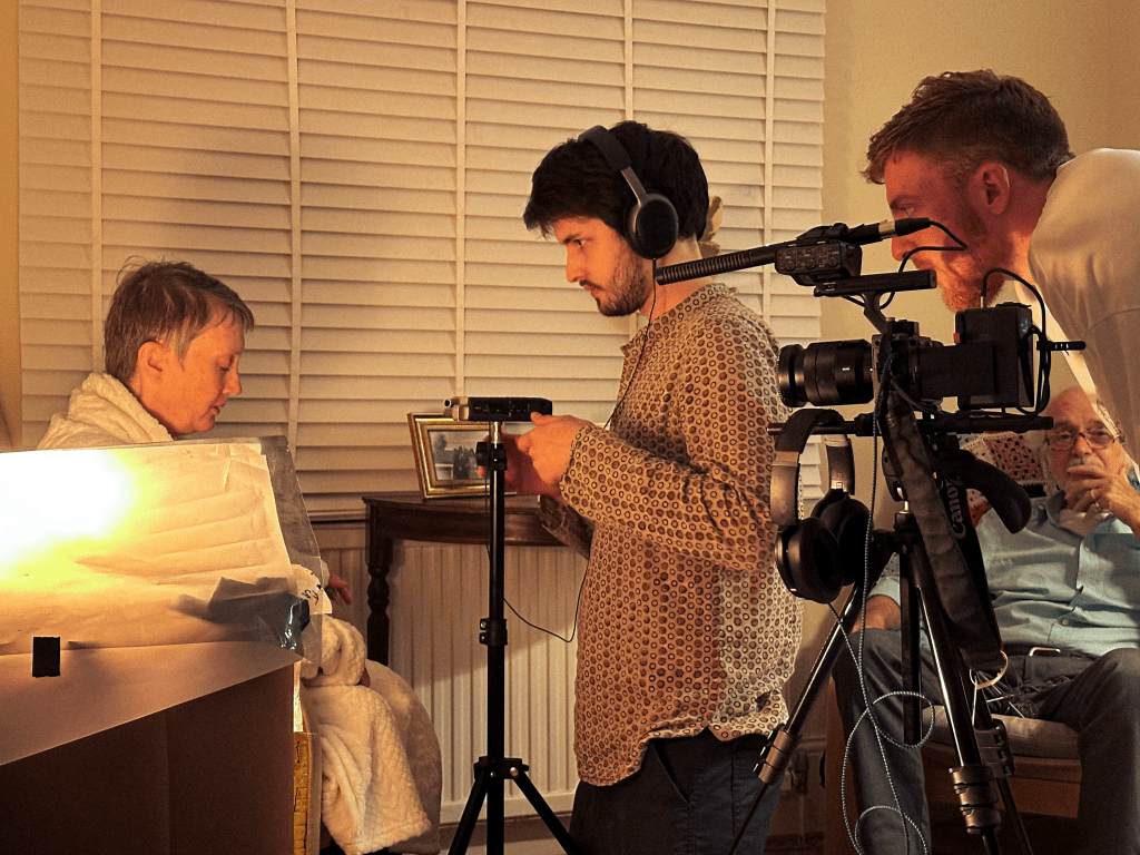 Director and sound recordist with actor.